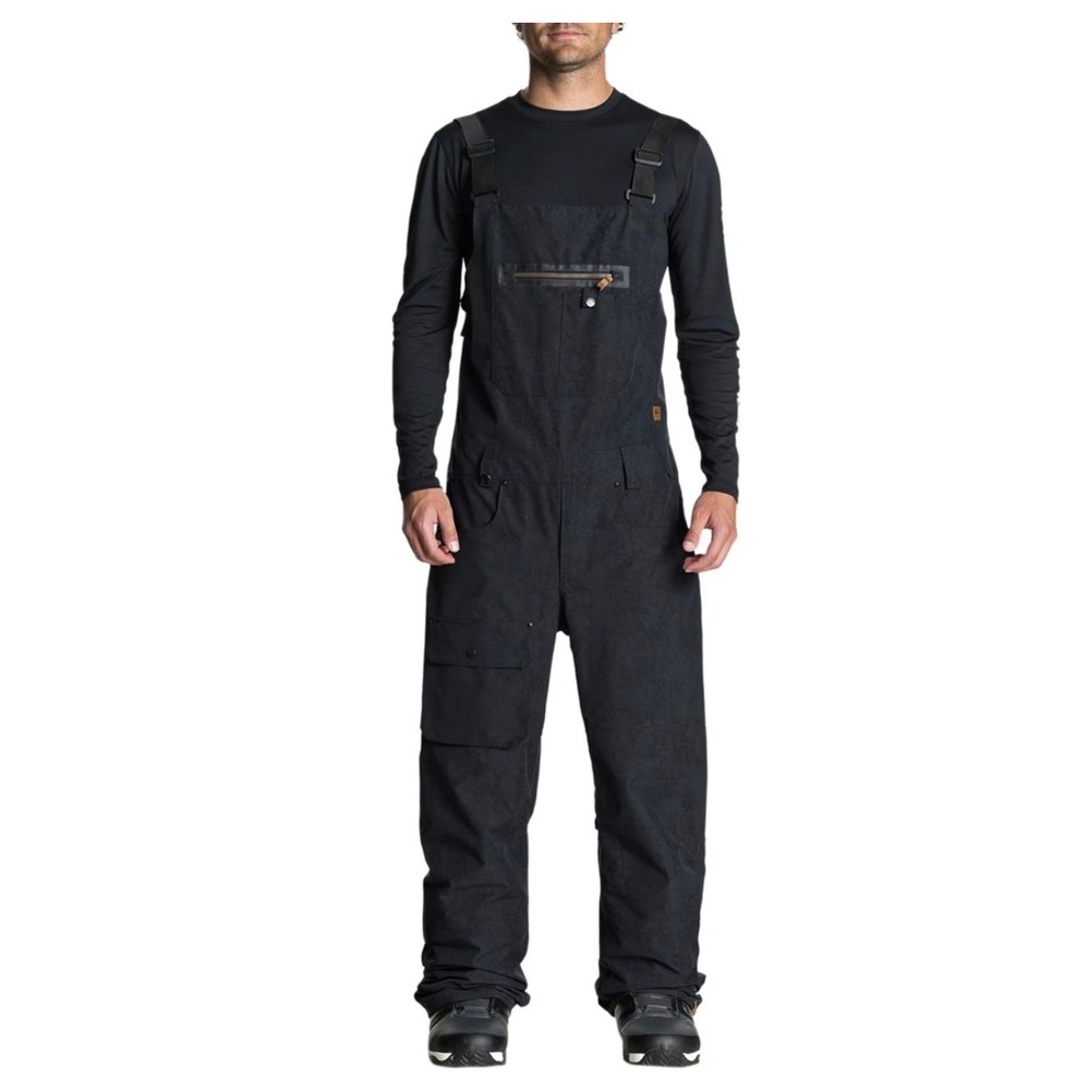 Quiksilver Found Bib Snowboard Pants Mens XS Black DryFlight 15K Waterproof Bibs